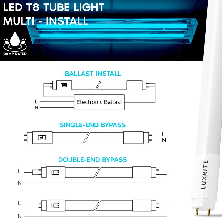 Luxrite 18 Watt T8 LED Non Dimmable Light Bulb Colour Changing